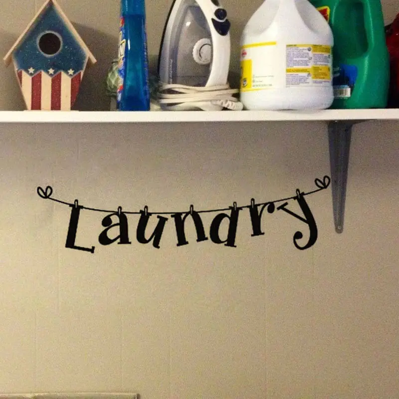 Laundry Shop Glass Wall Sticker Laundry Washing Room Kitchen Wall Art Stickers Vinyl Decals DIY Home Room Decoration Stickers