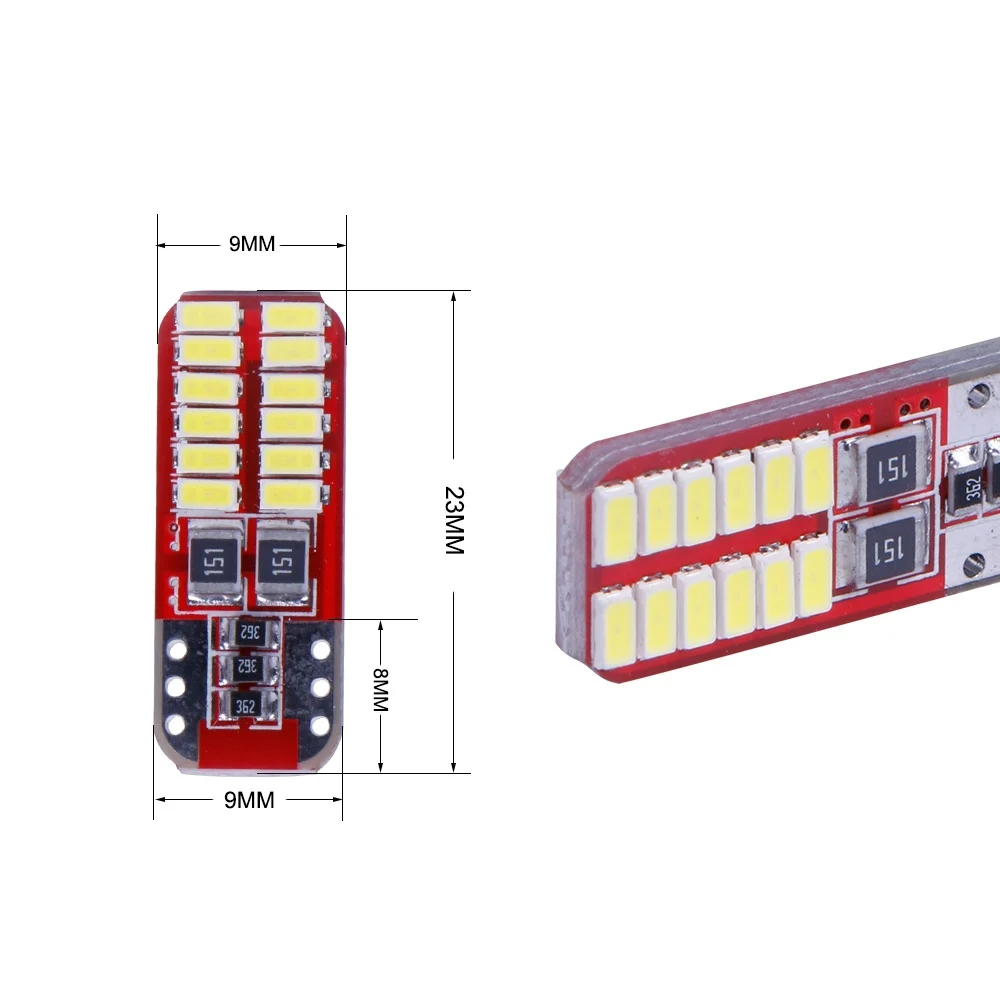 TC-X 2 шт/1пара t10 w5w светодиодные лампы в габариты в подсветку салона Т10 w5w led 12В свет чистый белый - Испускаемый цвет: T10 24LEDS 5730SMD