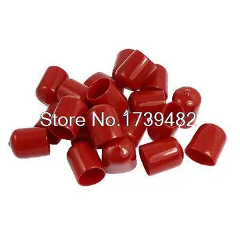 

20 Pcs 30mm Height 20mm Inner Dia Round Tip Red PVC Insulated End Caps