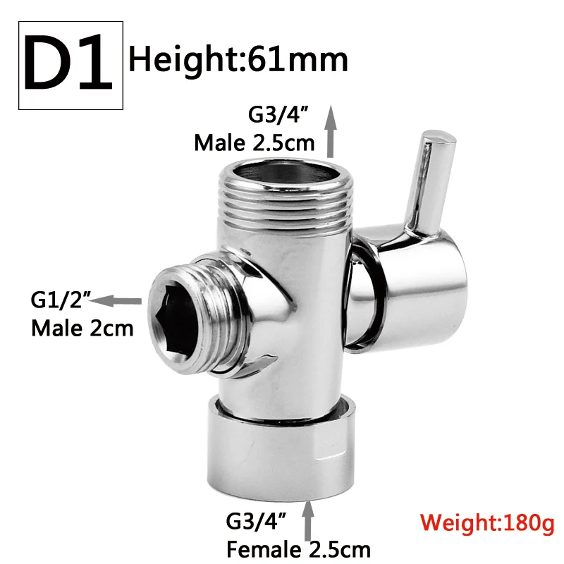 Водоотделитель Функция сплиттер адаптер Управление G3/" G1/2" 3 контактный разъем showerdiverter латуновый клапан для туалета Биде Душ - Цвет: SectionD1