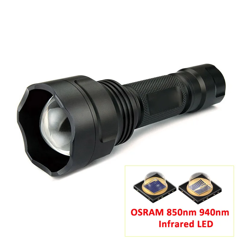 

Hunging Flashlight OSRAM 940nm Infrared Red IR 850nm Zoomable 1Mode IR Flash light Infrared Night Vision+mount remote switch