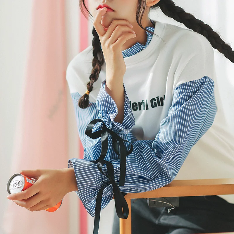 Женская Туника Япония Харадзюку Ulzzang блок цвет свободный свитер женский корейский кавайный милый флисовый свитер для женщин