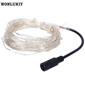 

DC 12V 10M 100 Leds Waterproof 9 Color Silver Copper Wire String Lights + Adapter for Holiday Party Weeding Christmas Decoration