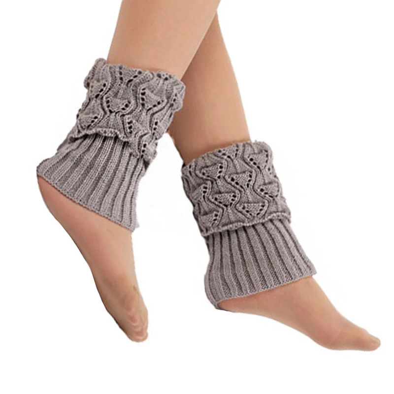 1 Pair Women Crochet Boot Cuffs Knit Toppers Boot Socks Winter Leg Warmers GDD99 - Цвет: Light Grey