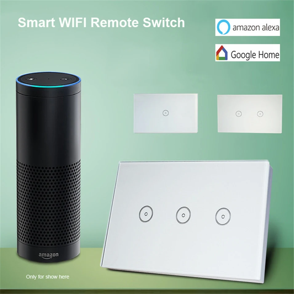 

Smart Home 10A/Gang Wifi Smart Switch US 1/2/3 Gang Touch Panel Wireless Remote Wifi Light Switch Works With Alexa Google Home
