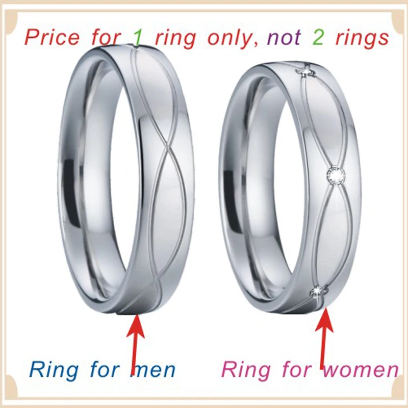 Silver color Wedding Band Promise Rings Never fade Surgical Healthy Stainless Steel Jewelry Engagement Couple Rings