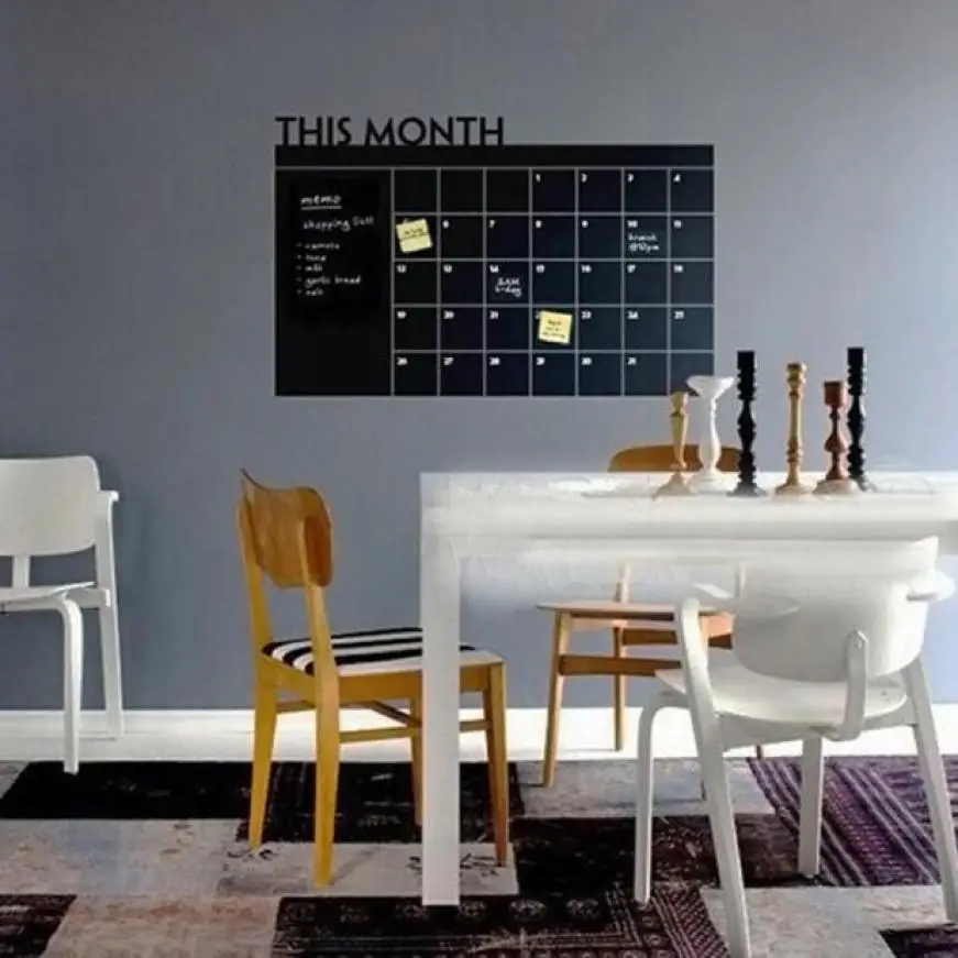 

Home Decor 60X92 Month Plan Calendar Board MEMO Blackboard Schedule Wall Sticker New wall sticker Home Deco mirror AU13