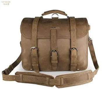 

YUPINXUAN Mens Vintage Business Bags Cow Leather Briefcases Male Real Leather Handbags Cowhide Shoulder Bag Retro Men Bags Gifts