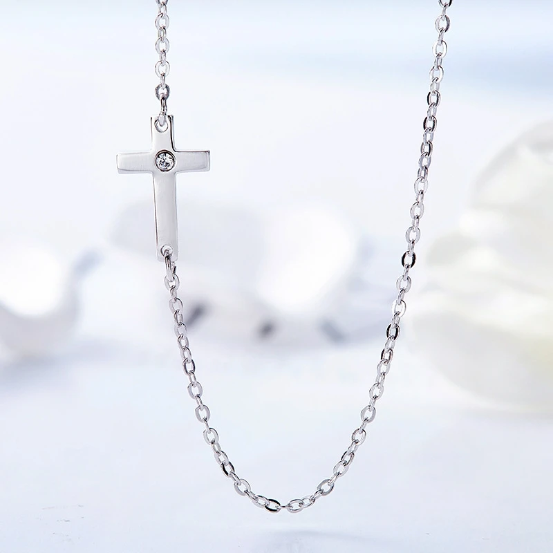 

925 Sterling Silver embellished with crystals from Swarovski Cross Pendant Necklaces for Women Extender simple Fine Jewelry