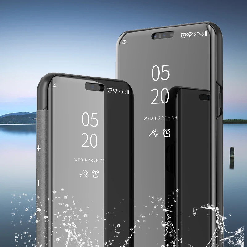 Zxtrby Smart View Case For LG V40 Luxury Flip Stand Mirror Phone Cover Shell Clear Screen PC Cases |