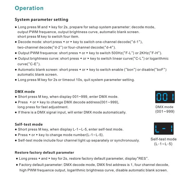 Модель # D4-P; 4 канала постоянного Напряжение DMX512 и RDM декодер