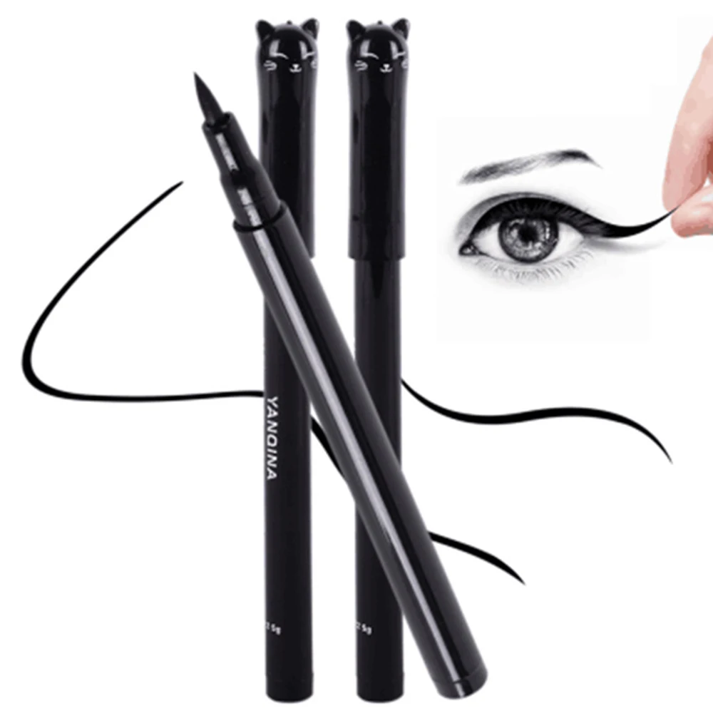 

YANQINA 1PCs Liquid Black Eyeliner Beauty Cat Style Long-lasting Waterproof Eye Liner Pen Pencil Makeup Tool for Eyes Beauty