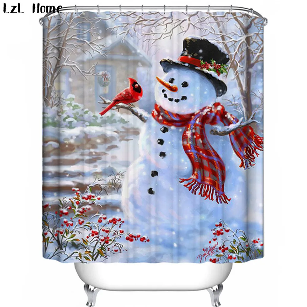 

LzL Home Christmas Shower Curtain snowman 3d rideau de douche douchegordijn wasbaar Waterproof polyester Fabric curtain