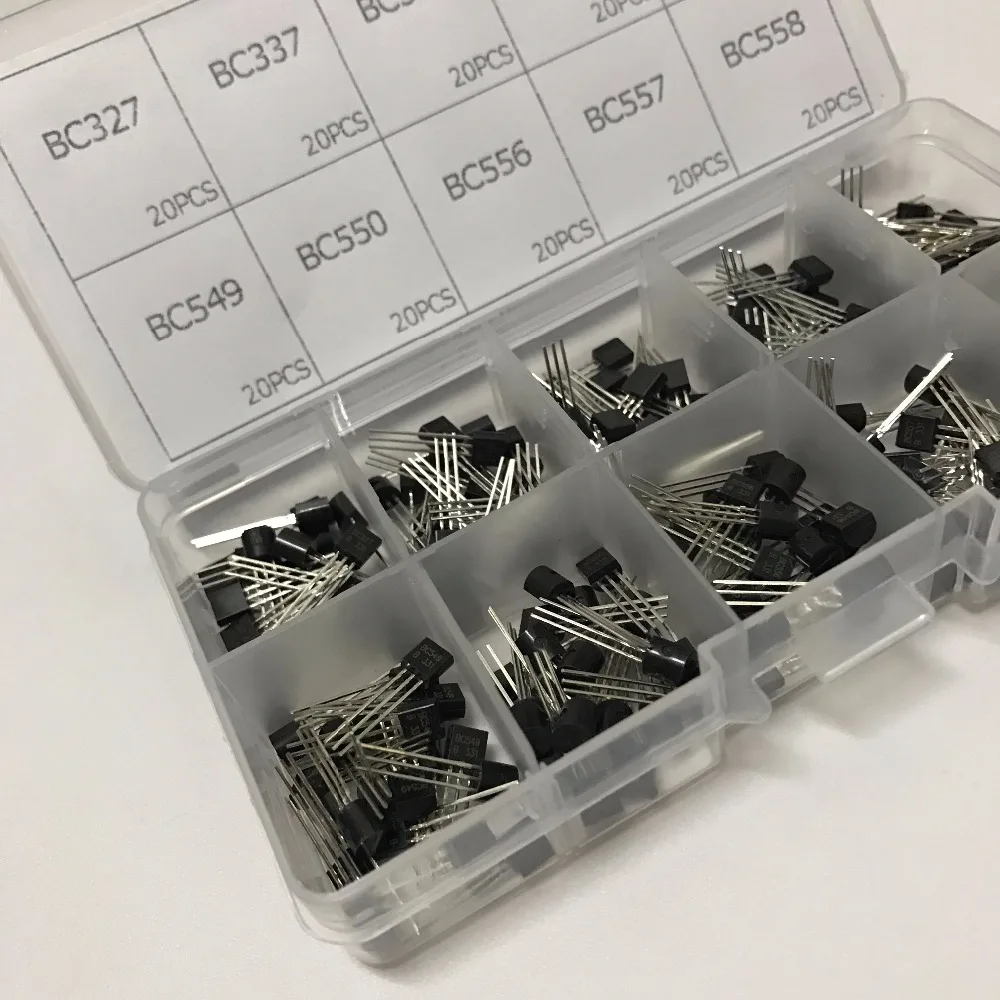 BC327~BC558 NPN Transistor Assortment Kit Box Pack Set - 10 Values, 200pcs including BC337, BC549, BC550, BC517, BC556, BC547, BC557, BC548 image 3