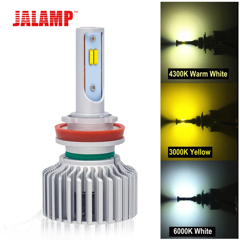 60W 1 Pair 3 colors Changeable 3000K 4300K 6000K LED Car Lights Bulbs