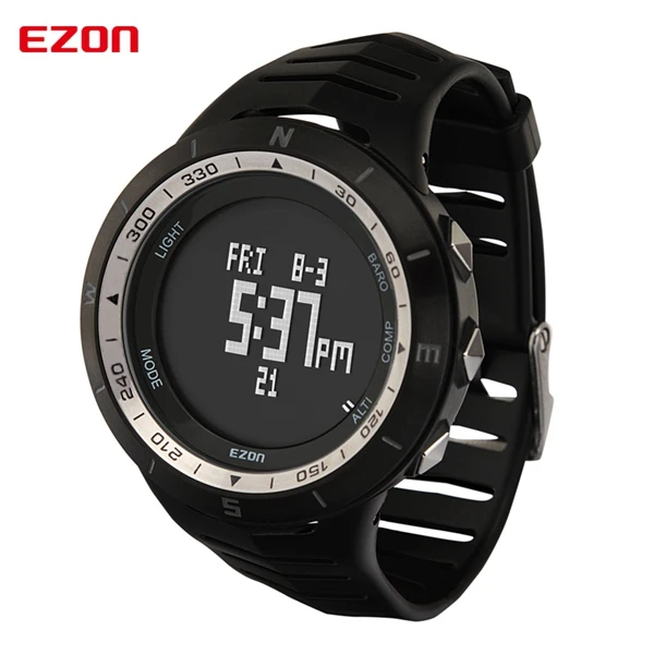 Новые мужские военные спортивные часы EZON H005 компас барометр альтиметр многофункциональные часы для скалолазания - Цвет: Черный
