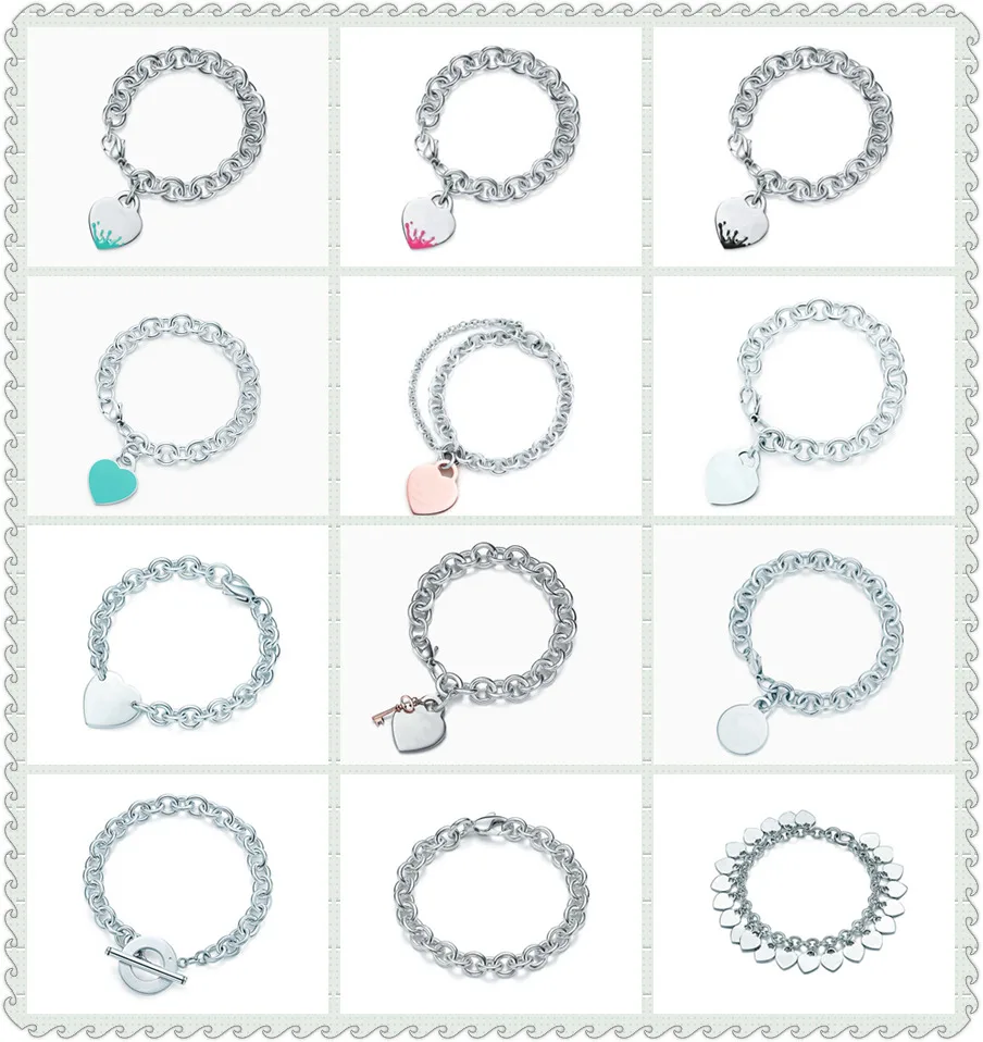 

SHINETUNG 1:1 S925 Sterling Silver Original TIFF High Quality love heart Circle Heart Key Bracelet Women fashion Charm Jewelry