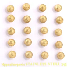 LUXUKISSKIDS Пескоструйный желтый золотой цветной шарик серьги гвоздики 4 мм до 8 мм использовать 316L хирургическая нержавеющая сталь, высокое качество
