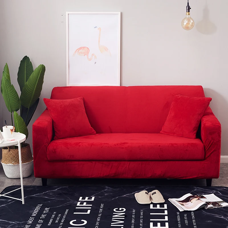 

1pc Plush Thicken Universal Sofa Cover All-inclusive Elastic Sectional Couch Cover Anti-dirty Sofa Covers for Living Room