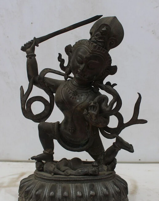 

shitou 002787 Old Tibet Buddhism Religion Pure Bronze Wenshu Manjushri Goddess Buddha Statue