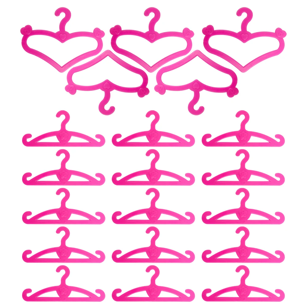 

NK 20 Pcs/lot Pink Hangers Dress Clothes Accessories for Barbie Doll Pretend Play Vintage Hard Plastic Hanger Girls' Gift DZ