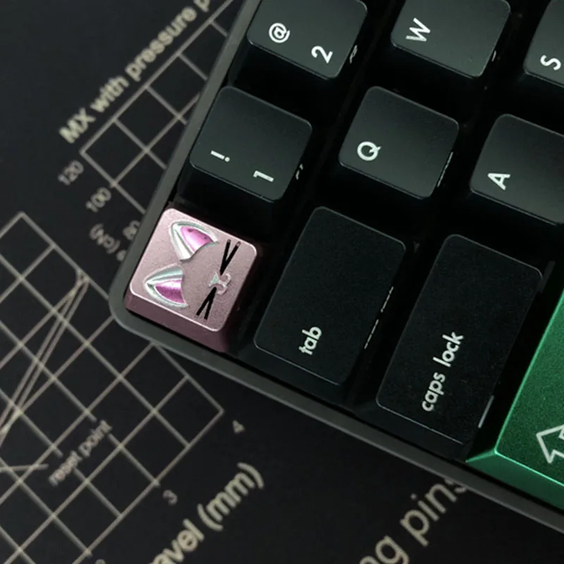 

Cute Cat Ear Keycaps For Cherry MX Mechanical Keyboard Switch ESC Pink Purple Metal Custom Key Caps
