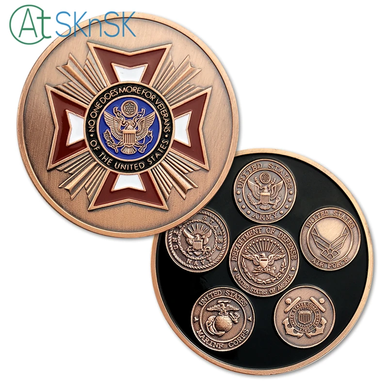 

United States Military Challenge Coins No one do more for veterans badge red bronzed medal fashion challenge coins gifts
