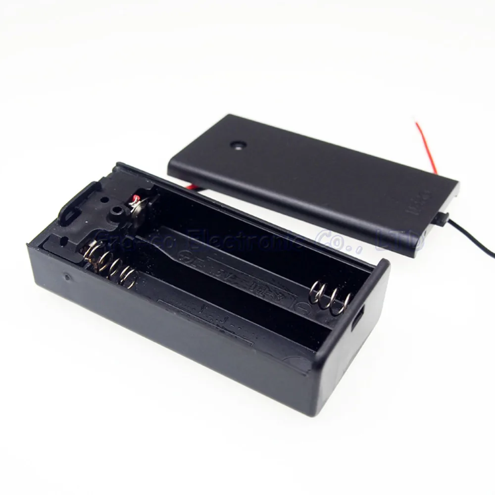10pcs 2 pack 2*1.5V AA Battery Storage Boxes With switch with cover
