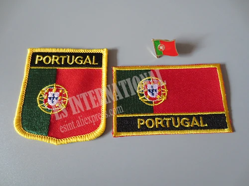 

National Flag Embroidery Patches and Metal Flag Lapel Pin PORTUGAL