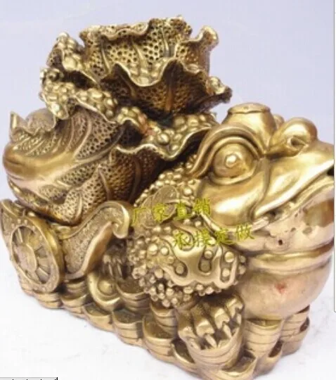 

Bronze statue copper toad decoration one hundred financial Large toad lucky golden cicada Bronze chinese cabbage crafts