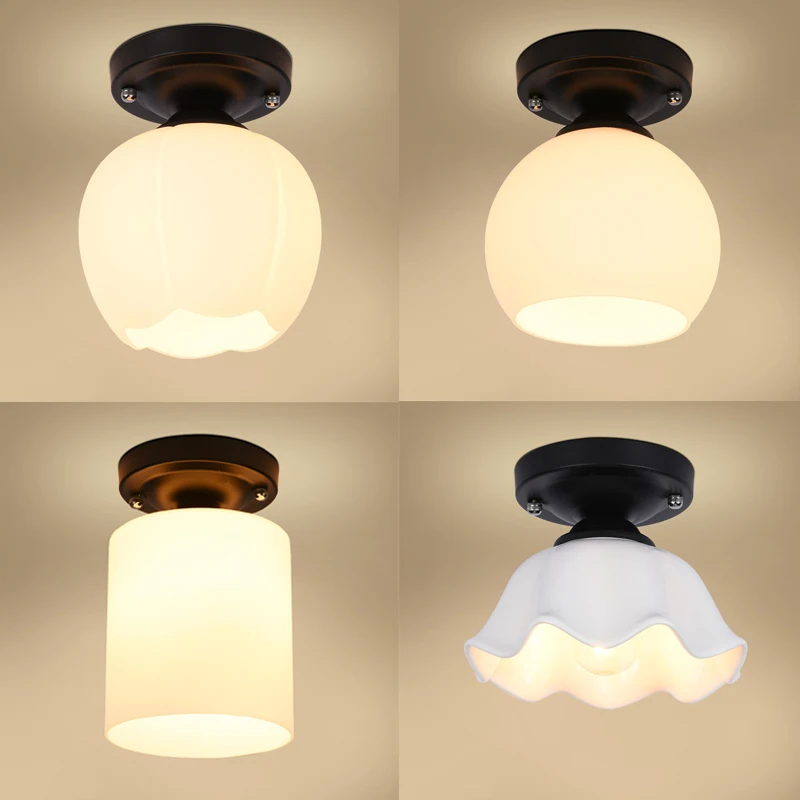 Brief style bedroom bedside ceiling lamp Black Round Base with E27