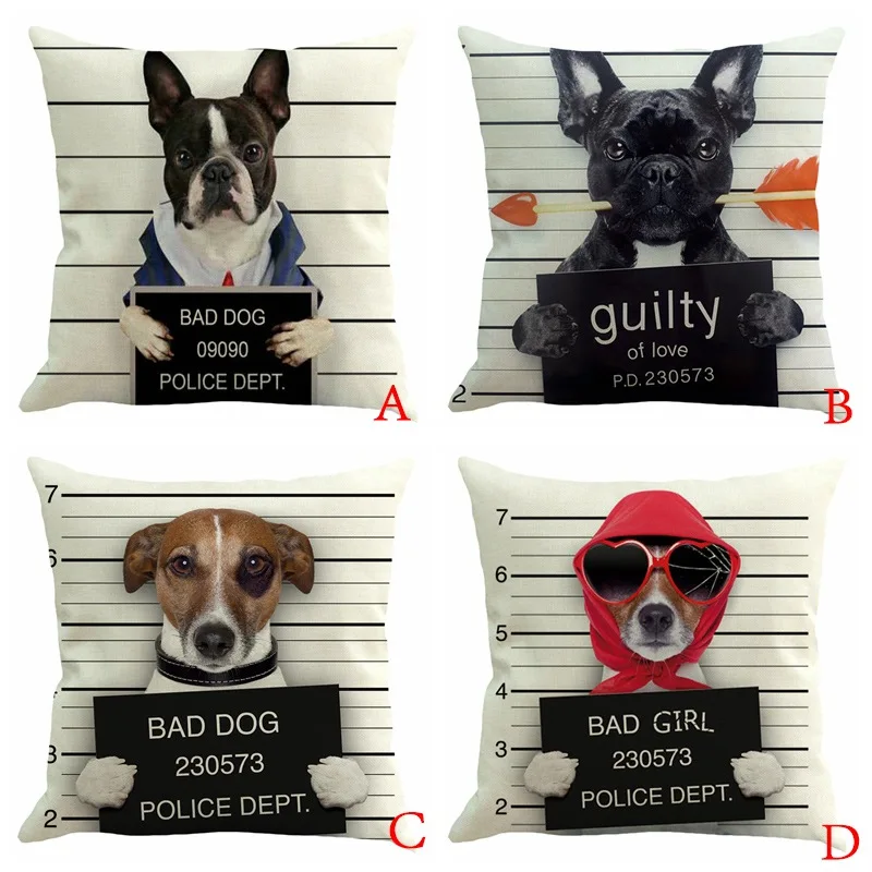 45x45 см милые Bad Dog Bad Girl Guilty подушки детские случае хлопковое постельное белье пледы чехол для дома кровать диване