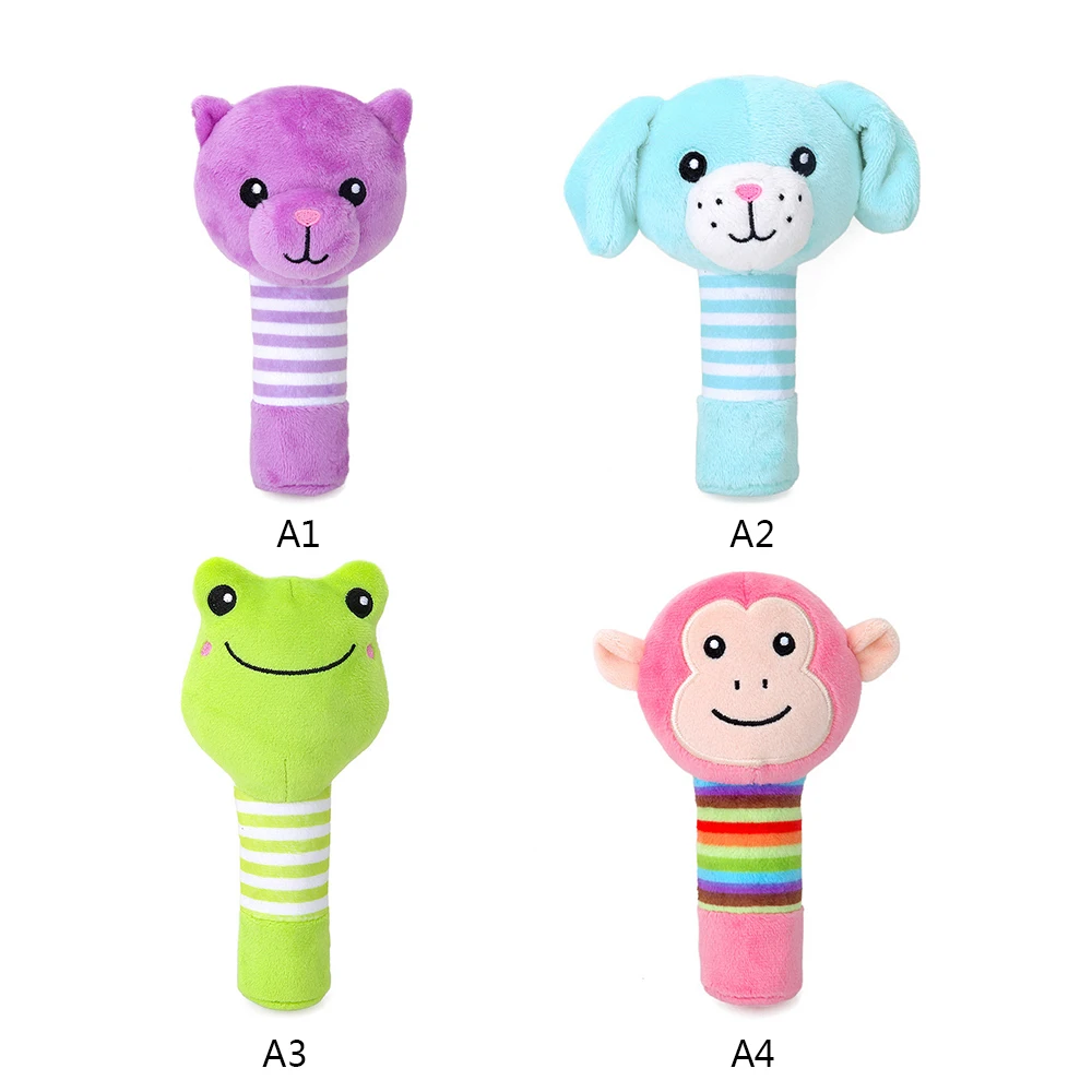 NewNewborn Lovely Plush Stuffed Animal Baby Rattle Squeaky BB Stick Toys Hand Bells for Children Comfort Gift