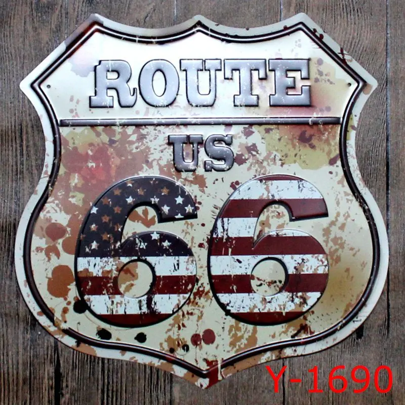 Металлический знак в форме щита Route 66 Оловянная кафе паб Клубная галерея