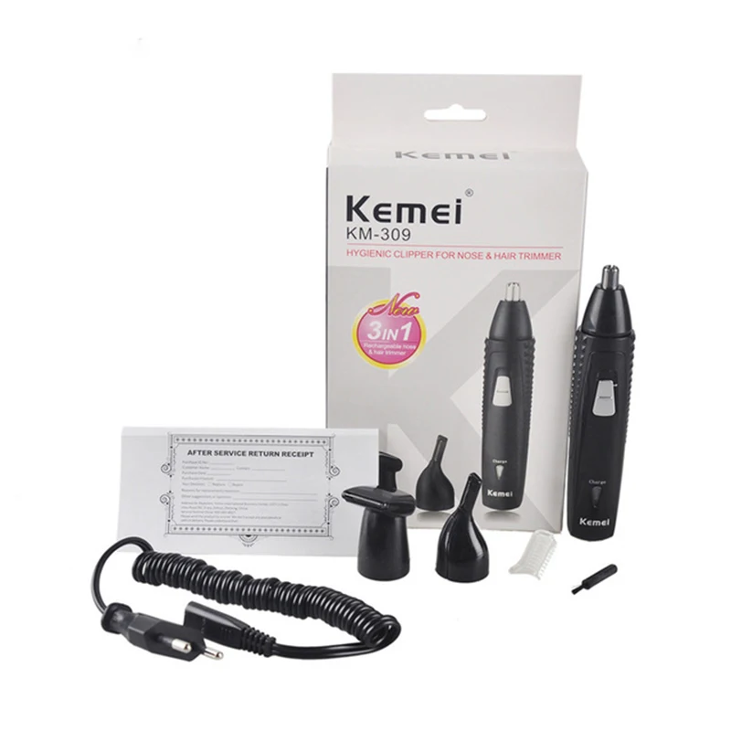 Kemei 3 в 1 Перезаряжаемые электрическая машинка для стрижки волос в носу ухо бакенбард очиститель устройство для ухода за лицом триммер для носа и ушей машинка для стрижки KM-309