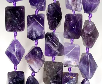 

16x12mm Amethyst Gemstone Purple Faceted Bicone Rectangle Loose Beads 7.5 inch Half Strand (90144619-260)