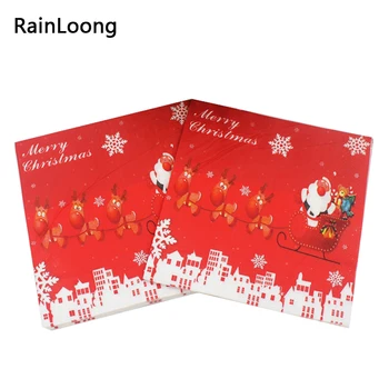 

[RainLoong] Santa Napkins Christmas Festive & Party Supplies Tissue Paper Napkins Decoration Servilleta 33*33cm 5packs
