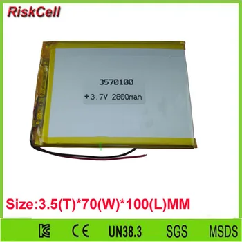 

Free shipping 100pcs/lot 3.7V 2800 mAh Polymer Li-ion lipo li battery For GPS PDA ipod Tablet PC 3570100