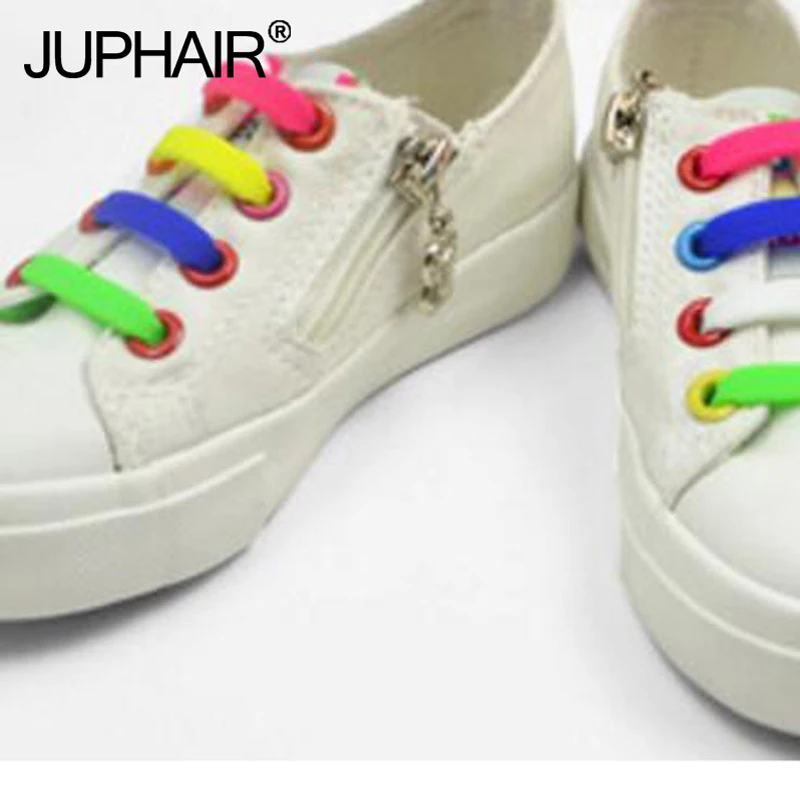 

JUP1 Set/12 Roots Adult Child Multicolor Shoelace Flat Square Head Bracelet Canva Leisure Silicone Elastic Laces Shoelace Buckle