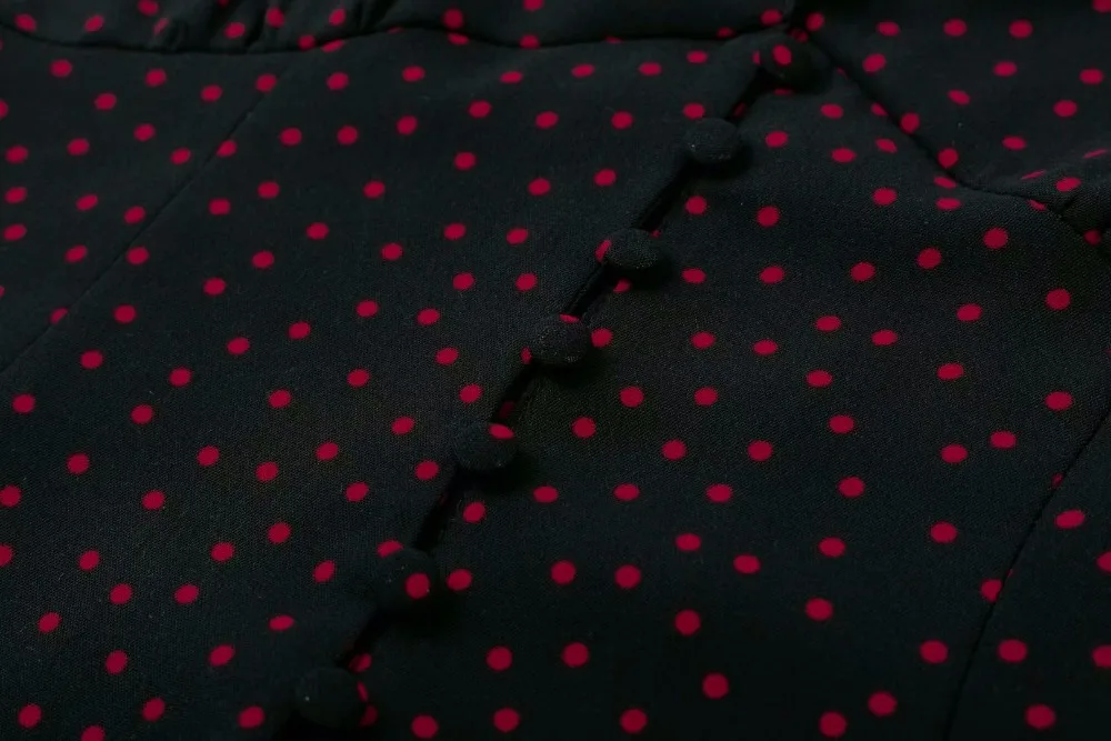 Bazaleas/Винтажные черные женские топы и блузки с глубоким v-образным вырезом и принтом в красный горошек, укороченный топ, блуза на пуговицах, укороченный blusa feminina