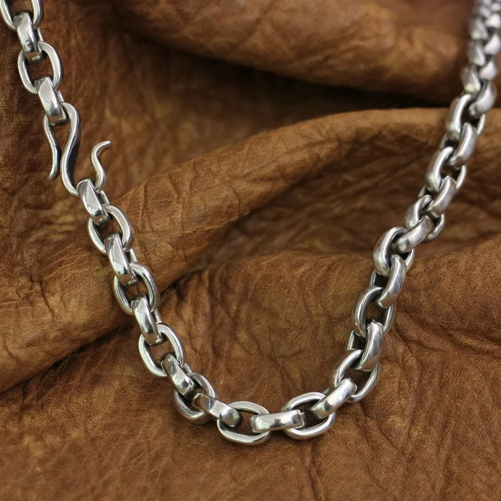 925 пробы Серебряная Мужская цепочка с застежкой в виде рыбьего крючка, байкерское панк ожерелье TA141
