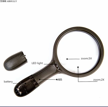 

AIBOULLY AL-5X Handheld Magnifier 5X Times With LED Light Read Outdoor Tool Watch Repair Collection Identification Tool Subtle