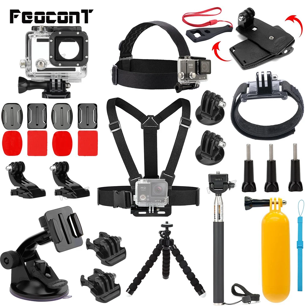 

Go pro Accessories For Gopro Hero 7 6 5 4 Skeletons Frames Waterproof Housings Case Selfie Stick Straps Mounts For Xiaomi Yi 4K