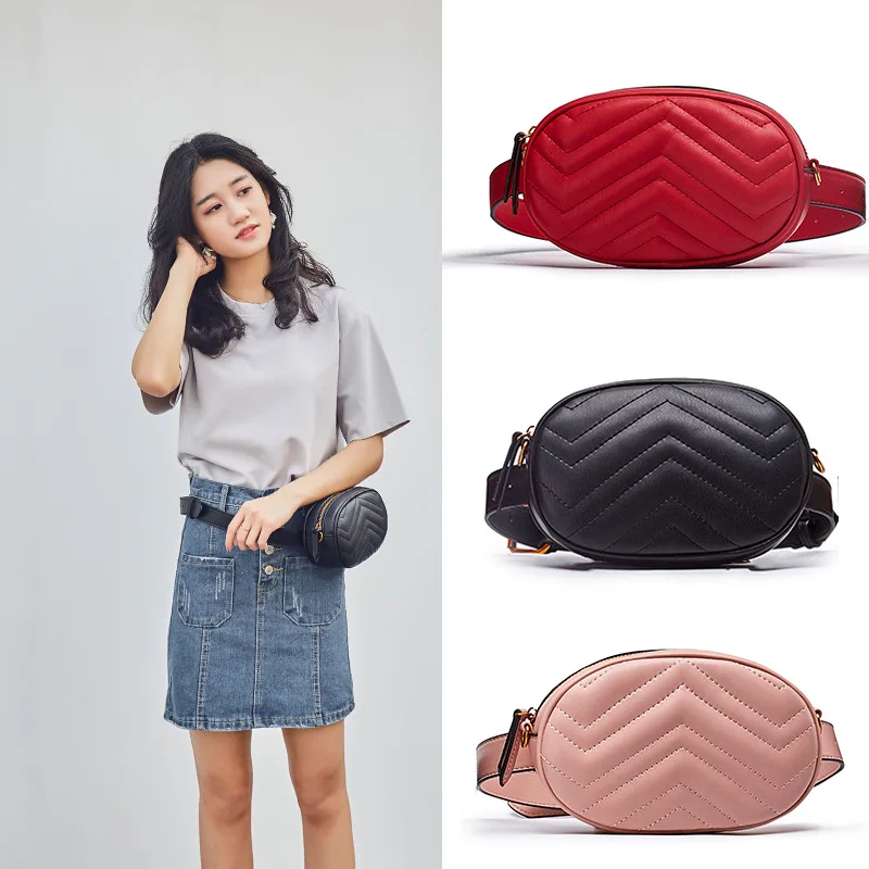 

Women Waist Packs Crocodile Pattern Mobile Phone Waist Bag Multi-functional High Capacity Lady Oval Mini Waist Packs