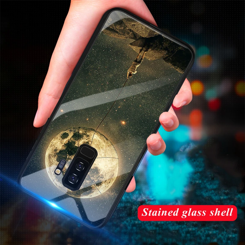 

GerTong Tempered Glass Case For Samsung Galaxy S9 S8 Plus Note 8 Silicone Coque Patterned Phone Cover Cases For Samsung S9 Capa