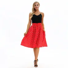 Высокая Талия юбки женские осенние красные плиссированные юбки с принтом юбка с карманами пикантные уличная Для женщин Нижняя юбка