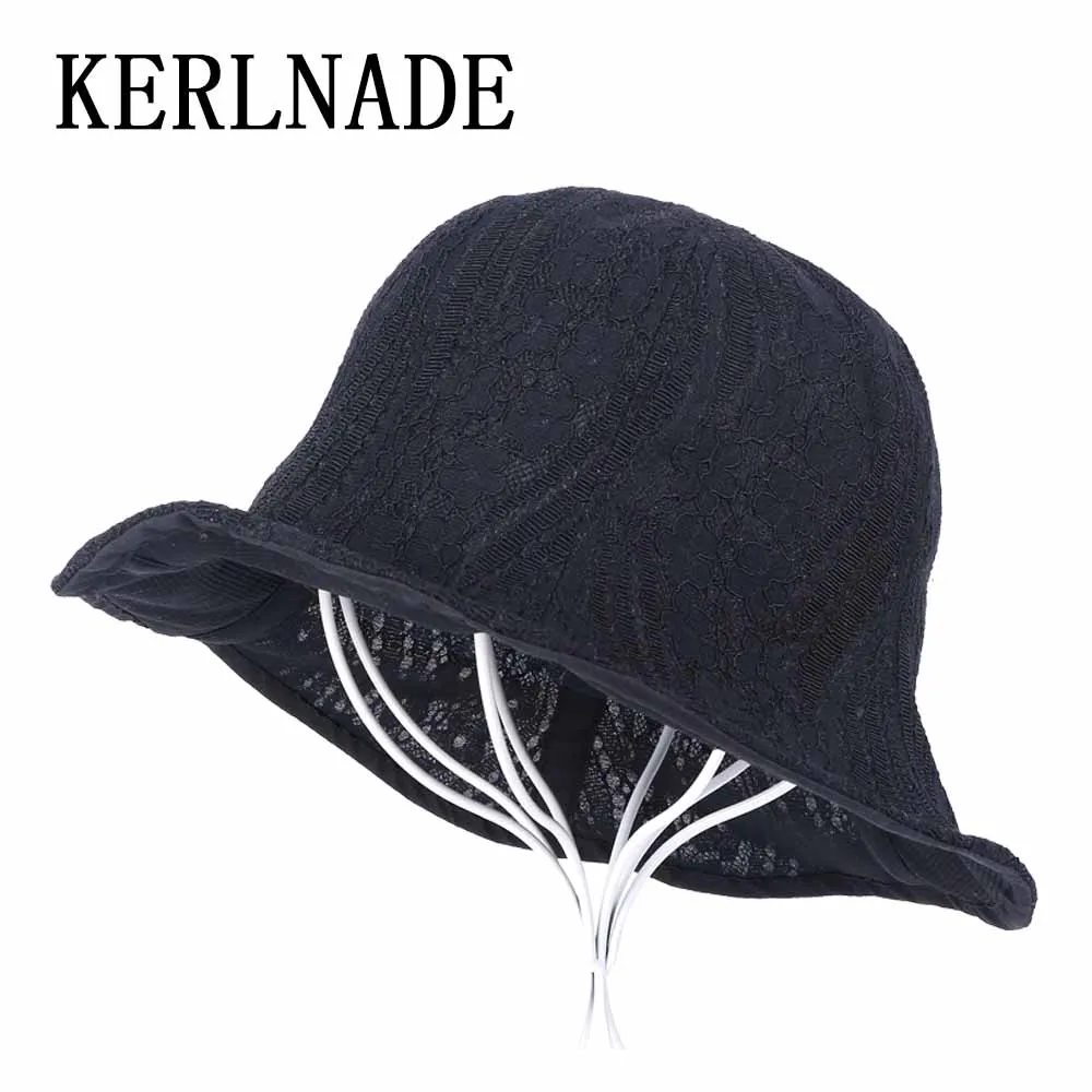 female women new bucket hats leisure cap lace design sexy style black
