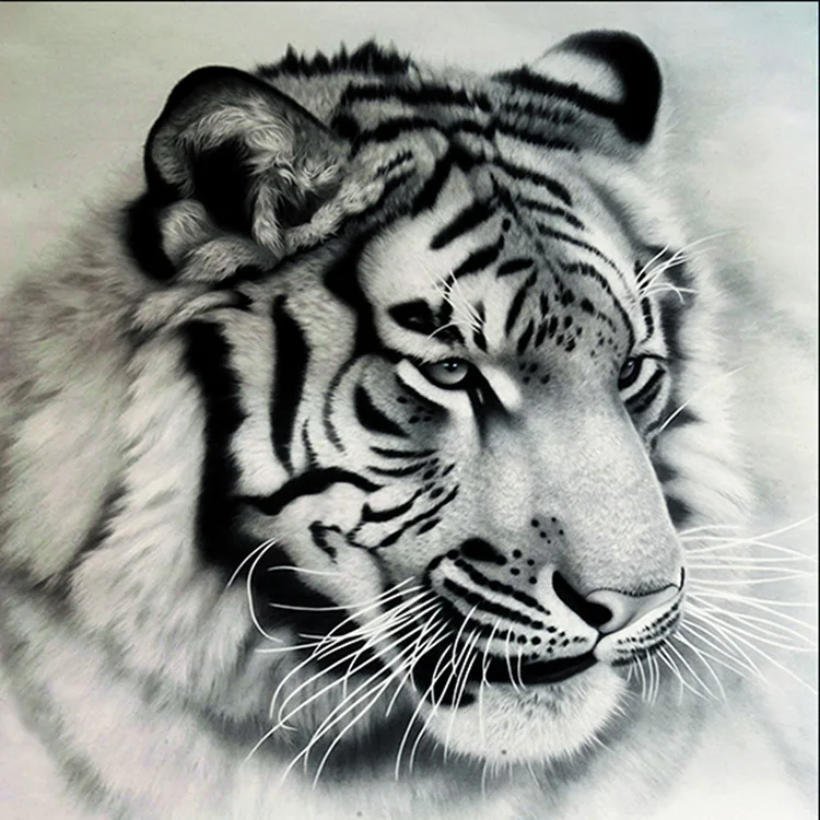 

Diamond Painting Cross Stitch Diy Embroidery White Tiger Prowess Full Round Drill Diamond Mosaic Beads Pasted Needlework