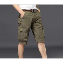 Мужские летние повседневные шорты из хлопка высокого качества мужские шорты армейский зеленый карго шорты брендовая одежда хаки армейский зеленый и черный