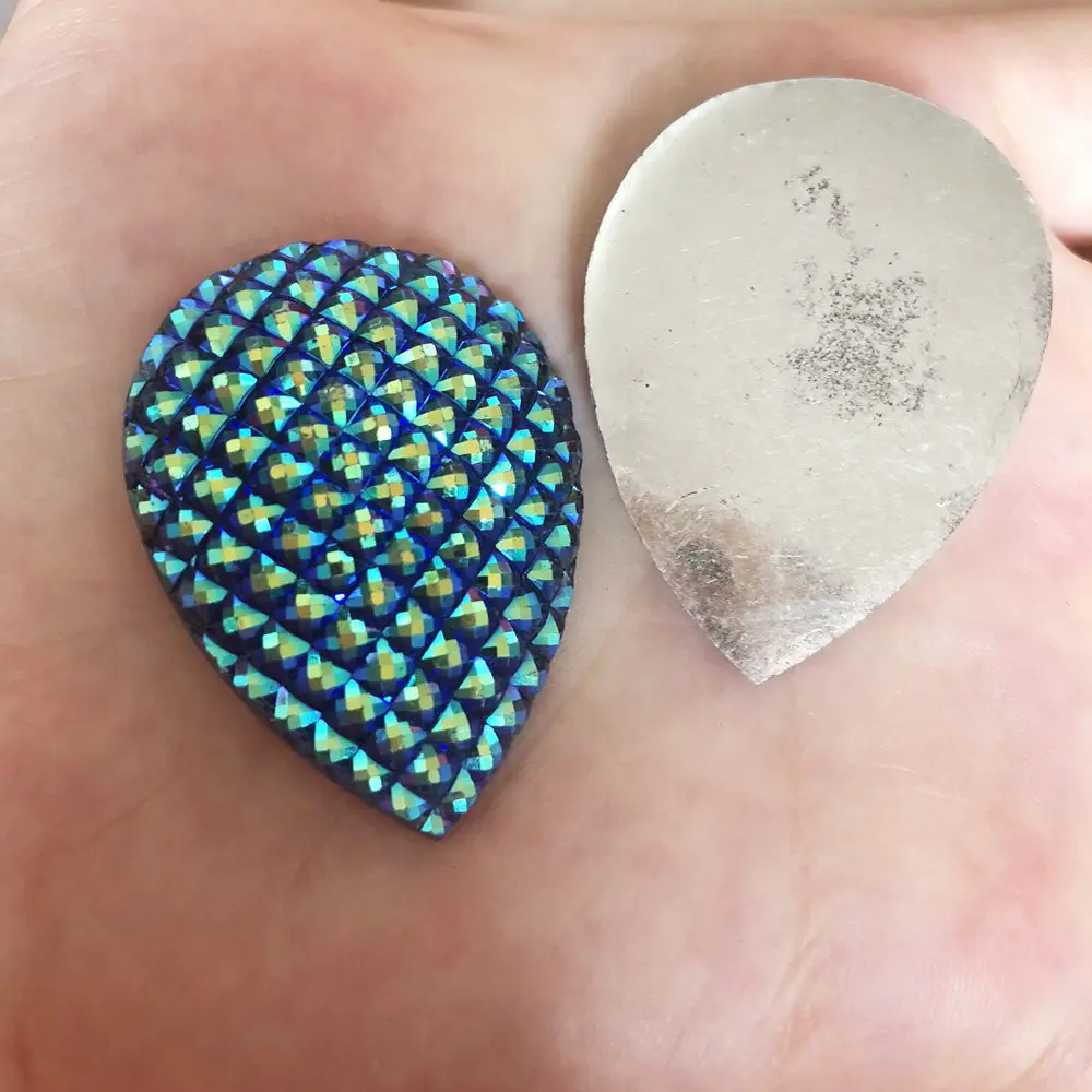 

Hot DIY 4pcs 30mm*40mm AB Drop Resin Flatback Rhinestone Wedding Buttons Crafts R694